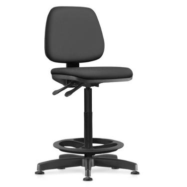 Imagem de Cadeira Caixa Alta Giratória Estofada Work F02 Crepe Preto - Lyam Decor