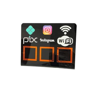Imagem de Placa Pix Display Mesa Balcão PIX INSTAGRAM E WI-FI(Preto c/Laranja)