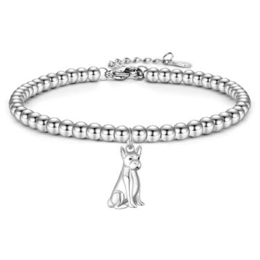 Imagem de PODLEV Presentes para amantes de cães, pulseiras de contas de aço inoxidável, Dachshund/Corgi/Chihuahua/Bulldog/Boston Terrier/Golden Retriever, presentes para mulheres, meninas, amantes de cães, mães