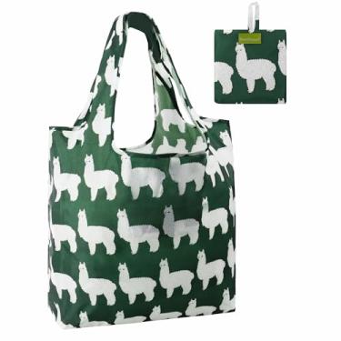 Imagem de Sacos de compras reutilizáveis para amantes de alpaca dobrável, sacolas de compras reutilizáveis de animais extragrandes de 22,7 kg, resistentes e laváveis na máquina, reutilizáveis para mantimentos