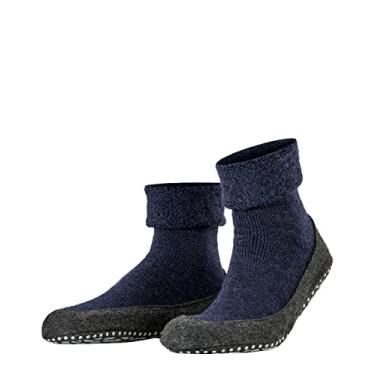 Imagem de FALKE Meias masculinas Cosyshoe Pantufa, meias grossas para inverno e outono, sola aderente, quente, lã merino, preto (preto 3000), 11-12, 1 par, Azul (azul escuro 6680), 9.5-10.5
