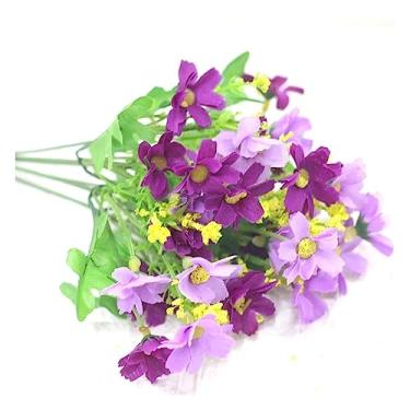 Imagem de Flores artificiais Buquê de flores artificiais com margaridas gerbera, para decoração jardim doméstico, arcos casamento, parede, buquê noiva(H)