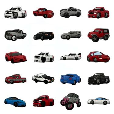 Imagem de PYNASA Conjunto de 20 peças de brinquedos de carros fofos para decoração de sandálias de tamanco, sapatos de carro, alfinetes, acessórios, presentes para mulheres e homens, Normal, Cloreto de
