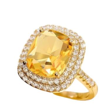 Imagem de Anéis de noivado quadrados de zircônia cúbica, alianças de compromisso, festas noturnas, presentes de dia dos namorados, alianças de eternidade para mulheres, 9, Cobre, Sem pedra preciosa