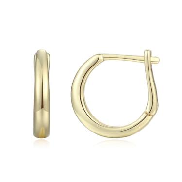 Imagem de Rhinelife - Brincos de argola femininos, banhados a ouro 18 K, hipoalergênicos, joias modernas para presente para ela, tamanho pequeno, médio e grande, Mini, Aço inoxidável, Sem pedra preciosa