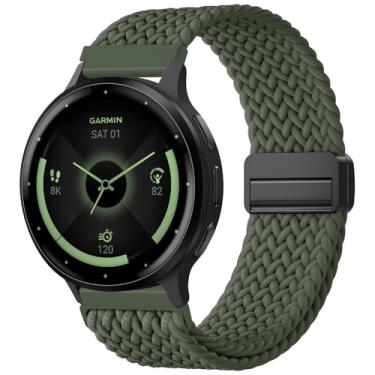 Imagem de IMIVIO Pulseiras magnéticas de nylon trançado de 22 mm compatíveis com Garmin Venu 3/Venu 2, pulseira de substituição elástica ajustável de liberação rápida para Vivoactive 4 de 45 mm/Forerunner 255
