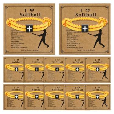 Imagem de 12 pulseiras esportivas de beisebol, softball, basquete, presentes para equipe, acessórios de pulseira de softball, corda ajustável, pulseira de cruz de Jesus, presente religioso cristão para amigos