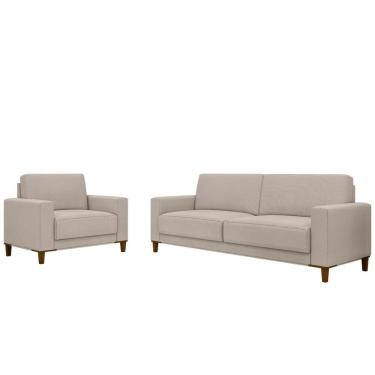 Imagem de Sofá 3 Lugares 214cm Com 01 Poltrona Zaire M22 Linho Areia - Mpozenato