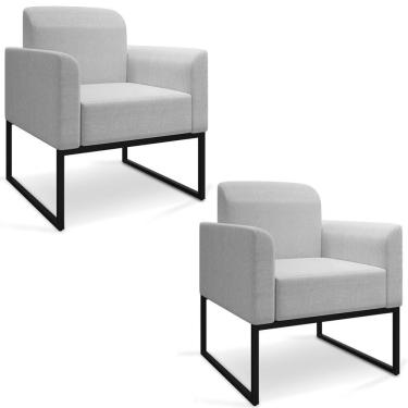Imagem de Kit 2 Poltronas Industrial Preta A05 Cinza Claro