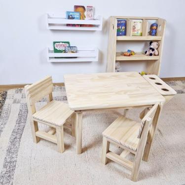 Imagem de Mesa Com 2 Cadeiras Infantil Alecrim 50a X 84l X 55p Cor Natural