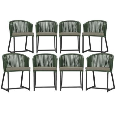 Imagem de 8 Cadeiras De Jantar área Noronha Preta E8 Trama Original Verde
