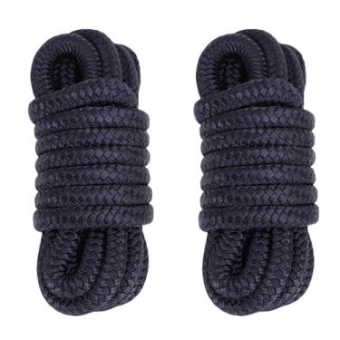 Imagem de Luqeeg Linha de Doca para Barco de 2 Peças, Corda de Barco de Nylon de Tecelagem Dupla de 1/2 Polegada X 15 Pés Com Linha de Amarração de Alta Resistência de Grau Marinho de Laço de 12 (Azul-marinho)