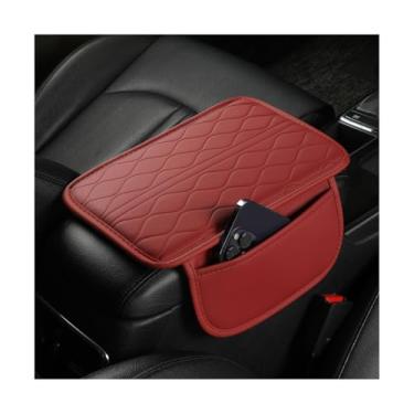 Imagem de Sandfren Capa de console central de carro, almofada de couro para apoio de braço de veículo com 2 sacos de armazenamento, acessórios de proteção de descanso de braço interior automotivo, universal