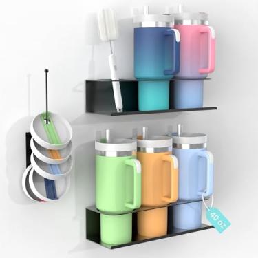 Imagem de Suporte magnético Stanley para geladeira, organizador de garrafa de água, organizador magnético de copos Stanley com 2 suportes e 1 suporte de tampa, organizador de tampa de copo para acessórios de