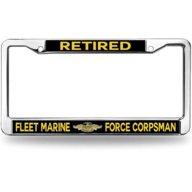 Imagem de Moldura de placa de licença retired Marine Power Slim US Army Appreciation License Plate Frame for Veterans