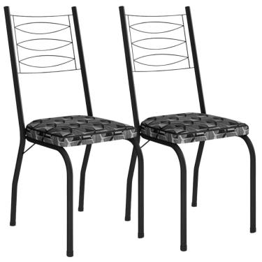 Imagem de Kit 2 Cadeiras Tubular Europa 262 Preto Assento Mosaico Silver Artef Mosaico Silver