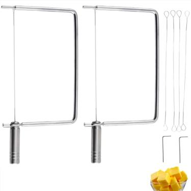 Imagem de ShinianYa Acessórios para fatiadores de queijo, componentes de aço inoxidável - Ótimo para fazer tábuas de corte de queijo para presentear com este kit de fatiador de queijo (cabo de aço inoxidável, 2