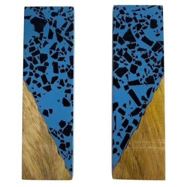 Imagem de Malayan Products | Espaços em branco de escala de faca de resina de madeira híbrida, espaços em branco de cabo de faca de manga acrílica, material de artesanato (girafa azul)