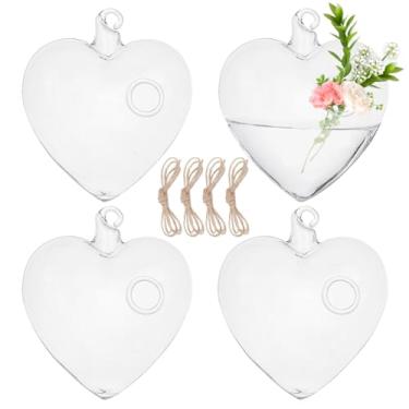 Imagem de DELORIGIN 4 peças de suporte de samambaia de vidro para pendurar vasos hidropônicos com corda de juta, terrário, plantas, cabide, vaso de suculentas, terrários para plantas de ar de musgo, decoração