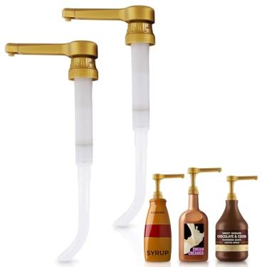 Imagem de Dispensador de bomba de molho de 2 peças – compatível com garrafas Torani, Davinci (1,8 g) e Ghirardelli (2,5 a 2,5 ml) | Bomba para garrafa de xarope de café 14 g cada prensa – tubo longo ajustável e