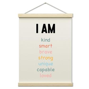 Imagem de CWIOQPYI Decoração de parede de afirmações positivas, moldura inspiradora para sala de aula, pôster, arte de parede motivacional boho para decoração de sala de jogos infantil -A07