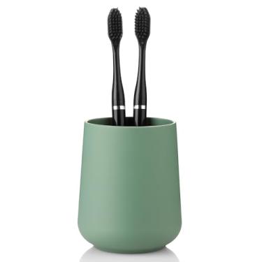 Imagem de YAUKPH Suporte de escova de dentes verde sálvia fosco para escovas de dentes elétricas organizador de banheiro para pasta de dente crianças e adultos