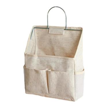 Imagem de Generic Organizador de parede, bolsa, cesto de armazenamento impermeável com bolsos laterais para sala de estar, quarto, armário, escritório e garagem, Branco Cinza