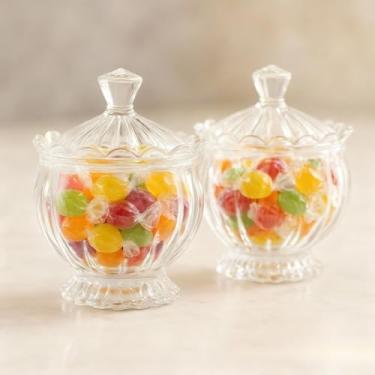 Imagem de Baleiro，Pote Bomboniere de Vidro 300ML com Tampa para Doces Balas Mesa Posta Decorativa Decoração(02 PEÇAS)