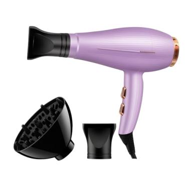 Imagem de Secador de Cabelo Profissional com Difusor, Lilás, 110V, Modelador de Ar Quente para Secagem e Styling, 3 Acessórios Inclusos
