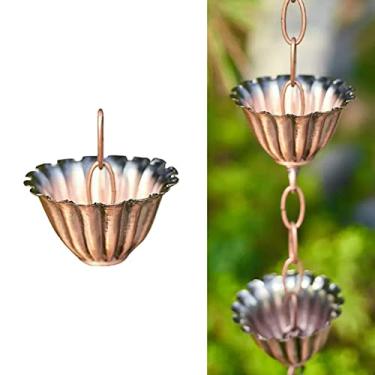 Imagem de WEBSID Calhas de desvio, corrente de chuva, calha de corrente de drenagem, corrente coletora de chuva para decoração de casa e jardim, copos de corrente de chuva desviam o sino de chuva de água