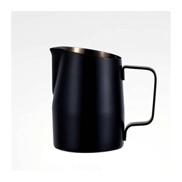 Imagem de WOTZOV Jarra de café grande de aço inoxidável, copos de espuma de leite, jarra de café expresso, 450 ml/600 ml, jarro de espuma artesanal para molho de molho, F-600 ml