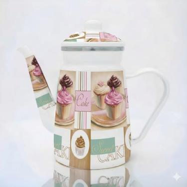 Imagem de Bule Esmaltado Vintage 1,2L Chaleira Retrô para Indução e Gás