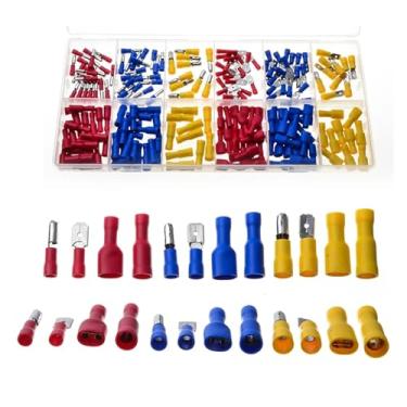 Imagem de 200 peças de terminais de crimpagem de prensa a frio de PVC conectores elétricos isolados pá macho fêmea terminal marinho conjunto automotivo