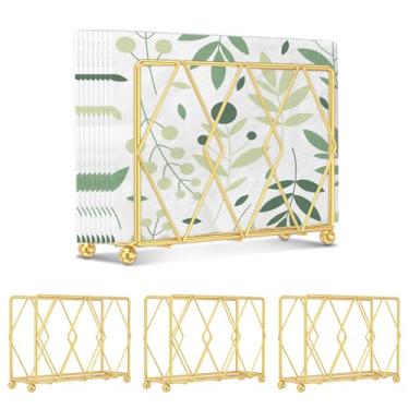 Imagem de Suporte de guardanapo de 4 peças 15 x 10,7 x 5,6 cm suporte de guardanapo de papel de ferro com base estável dispensador de guardanapo moderno elegante para cozinha sala de jantar quarto hotel café