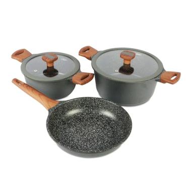 Imagem de Jogo de Panelas 3 Peças Antiaderente Titanium Exclusive Bkza by MTA - Conjunto de Panelas com Fundo Triplo - 5mm de Espessura