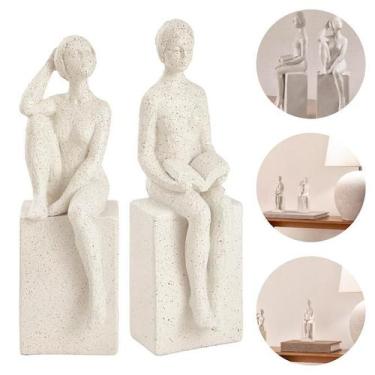 Imagem de Conjunto 2 Esculturas Decorativas Adornos Enfeites De Sala Mulheres Em