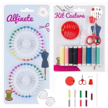 Imagem de Kit de Costura Completo com Linhas e Alfinetes Coloridos Agulhas Fita Métrica e Acessórios para Reparos Domésticos