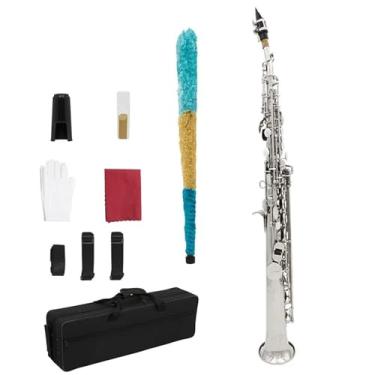 Imagem de Instrumento de saxofone saxofone soprano latão B sax reto plano instrumento profissional com peças de caixa e acessórios (J)