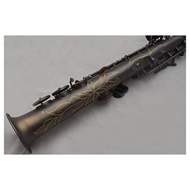 Imagem de Saxofone profissional saxofone soprano preto fosco laca B-Flat sax soprano com estojo bocal palhetas pescoço latão sax kit para iniciantes (cor: preto fosco)