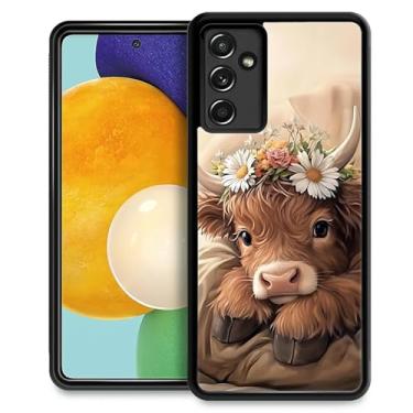 Imagem de WANKBLC Capa compatível com Samsung Galaxy A14 5G, proteção à prova de choque para homens mulheres antiderrapante para Samsung Galaxy A14 5G padrão louco marrom vaca Highland fofa dormindo