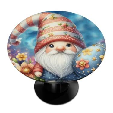 Imagem de hongjinglin Toalha de mesa redonda com borda elástica de Páscoa, toalha de mesa redonda limpável para ambientes internos e externos, pátio, jantar, cozinha, festival, decoração para mesas de 114 a 127