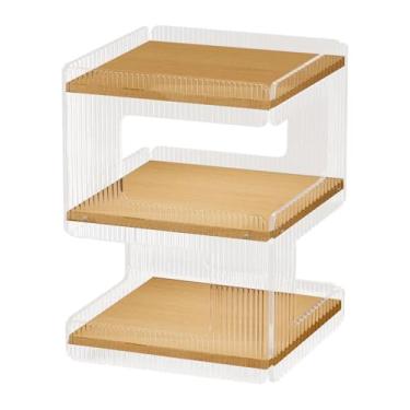 Imagem de WeiLaiKeQi Mesa de cabeceira de acrílico com prateleira de armazenamento, 3 níveis, multifuncional, portátil, toca-discos, mesa de apoio para sala de estar,