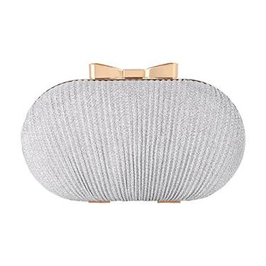 Imagem de Bolsa de mão com strass em formato de ovo e ombro prata
