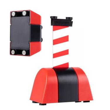 Imagem de HGTRH Barreira de cinto retrátil magnético, barreira de cinto retrátil montada na parede com invólucro ABS para supermercado loja de varejo estádio escola multidão 3 m/9,8 pés