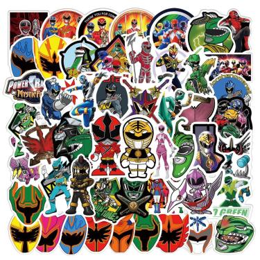 Imagem de Adesivos Mighty Morphin Power Rangers à prova d`água (50 unidades)