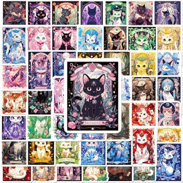 Imagem de Pacote de adesivos Cat Tarot Cards Anime 50 unidades de papel de 4-8 cm