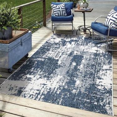 Imagem de Tapete para ambientes externos 3x5 cinza à prova d'água, tapete externo para deck ou pátio, 20 x 25 cm, tapetes misturados para uso ao ar livre, varanda frontal com suporte de borracha, tapete lavável