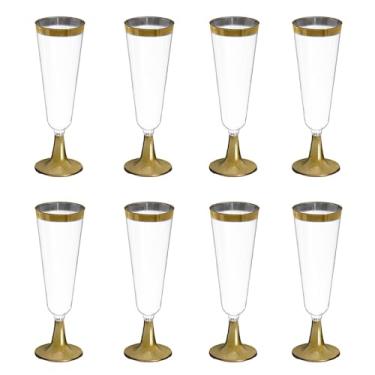 Imagem de Taça Champagne Premium Linha Gold 150ml Estilo E Durabilidade SilverPlastic 8 unidades