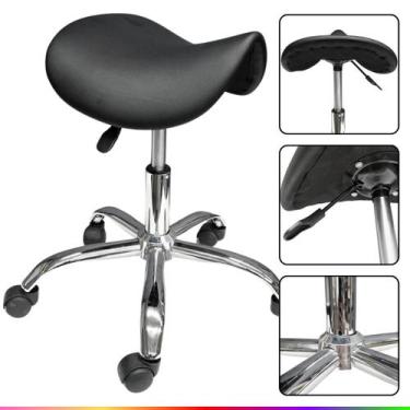 Imagem de Cadeira Mocho Tipo Sela Preta Giratória Massagista Plus Estética Manic