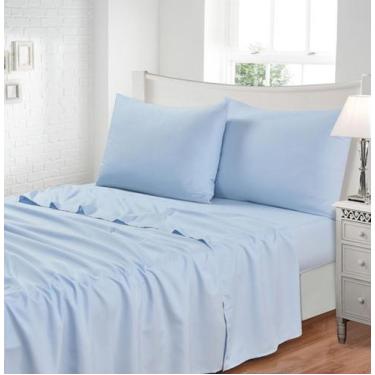Imagem de Jogo De Lençol Jolitex King 4pç Toque De Seda De 300 Fios, Azul
